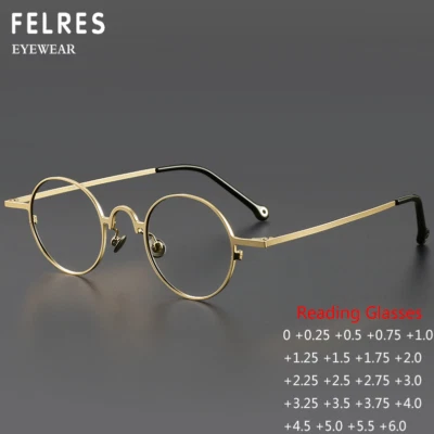 Men Metal Round Anti Blue Light Reading Glasses Clear Lens Presbyopic Readers  - Image 1 of 4
