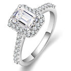 GRA Certificate Real 1CT Emerald Moissanite Ring Diamond Wedding Engagement Band