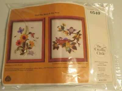 The Birds & The Bees 8x10 Needlepoint Kit The Creative Circle #540 Vintage 1984 - Image 1 of 4