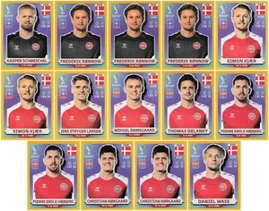 2022 Panini World Cup US Online Exclusive Gold Lot 14 DEN / Denmark Stickers - Picture 1 of 2