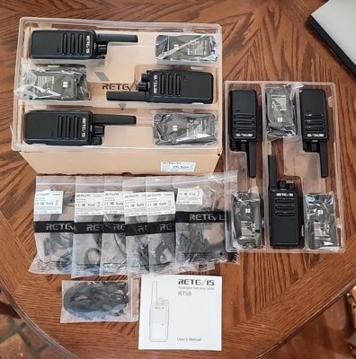  6 RETEVIS RT68 Two Way Radios Earpiece Walkie Talkies Bonus 5 Shoulder Speaker  - Image 1 of 4