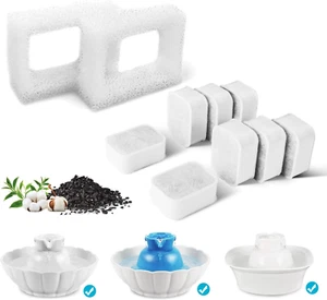 10 Pack Ceramic Cat Water Fountain Replacement Filters, 8 Pack Pet Fountain Repl - Picture 1 of 12