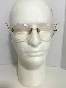 Antique Rimless Angular lens drill mount 1/10 12K Gold Filled GF glasses... - Picture 1 of 7