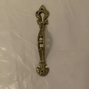 Vintage viktorianisches Messingskelett Schlüssellochplatte mit Griff 3,75 Zoll - Bild 1 von 4