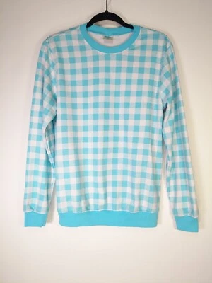 Blair Size S Small Blue White Gingham Plaid Long Sleeve Sweatshirt - Image 1 of 4