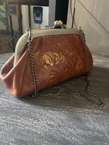 PATRICIA NASH Leder Mia Gestell Handtasche Tooled FLORENCE Kisslock Kettenriemen Neu mit Etikett - Bild 1 von 7