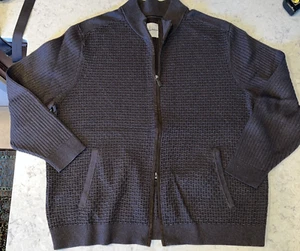 NEU D Tommy Bahama Herren strukturierter melierter brauner Pullover durchgehender Reißverschluss XXXL 3XL - Bild 1 von 6