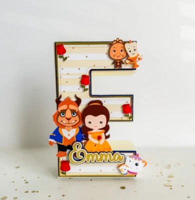 Bela e Fera - Cartas 3D, Festa de Aniversário, Decoração de Festa Infantil - Imagem 1 de 4