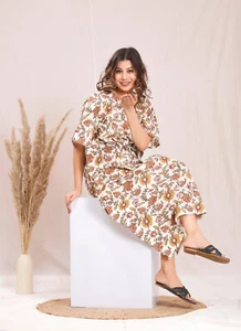 Handgefertigter Kaftan Baumwolle Übergröße normaler Kaftan Resortwear Baumwolle Loungewear - Bild 1 von 9