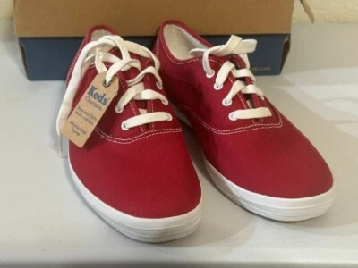 Keds Women's Champion Lace Up Sneaker Red Canvas New Old Stock Sz 9 - Image 1 of 4