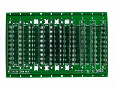 10 slot Backplane Microbus Eurocard bus card PCB 96pin 3U 40HP DIN41612 FR4 - Image 1 of 4