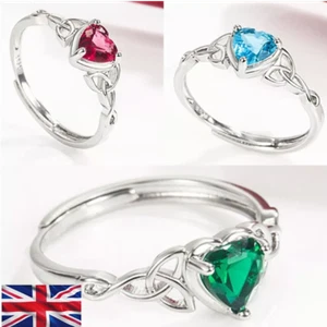 Red Heart Stone Adjustable Ring 925 Sterling Silver Women Girls Jewellery Gift - Picture 1 of 9