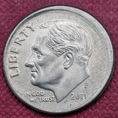 2011 P Roosevelt Dime 10c MINT ERROR - OFF CENTER #20463 Cover