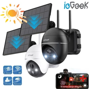 2K Security Camera Wireless Solar Battery Surveillance Cam CCTV Wifi 360° PTZ UK - Picture 1 of 33