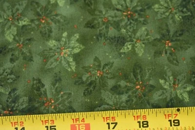 16" Long, Green Peppermint & Hollyberries Quilt Cotton, Benartex/Halvorsen,P1880 - Image 1 of 4