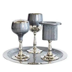 Juego Havdalah Metal Cubierto con Esmalte - Azul Pizarra/Gris - Incluye Juego... - Imagen 1 de 4