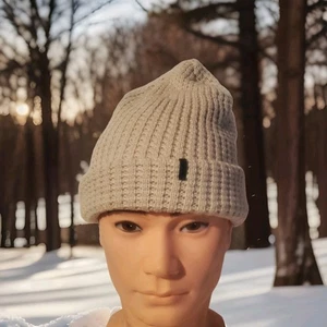 Gorro tejido gofre marfil Levi’s sombrero de invierno logotipo minimalista - talla única unisex - Imagen 1 de 7