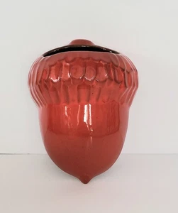 Frankoma Pottery Acorn Nut Wall Pocket Flame Red Orange 190 MCM - Picture 1 of 11