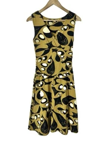 Garnet Hill Geometric Sleeveless Ruched Dress XS A-line Stretch Leisure Lined - Picture 1 of 9