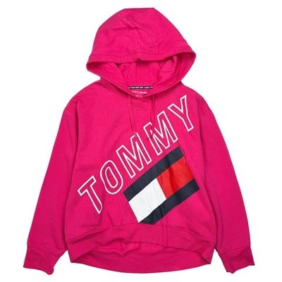Женская спортивная толстовка с капюшоном Tommy Hilfiger размер XL розовый логотип увеличенный капюшон широкие рукава - Изображение 1 из 4
