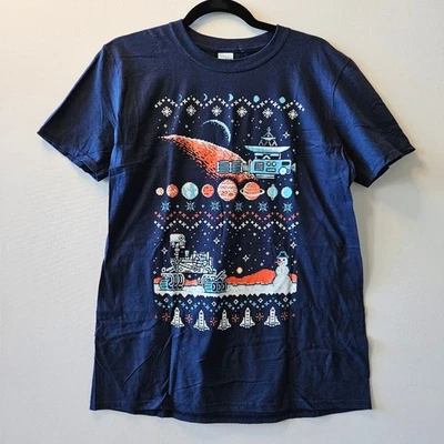 Loot Crate Men's Nasa Christmas Blue Tee Retro 8-bit Mars Rover Sizes M - Image 1 of 4