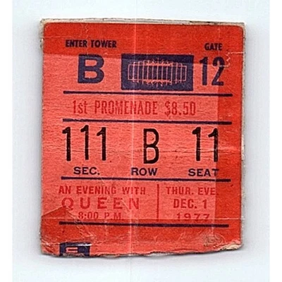 Queen News Of The World Tour Concert Ticket Stub December 1 1977 New York City - Image 1 of 2
