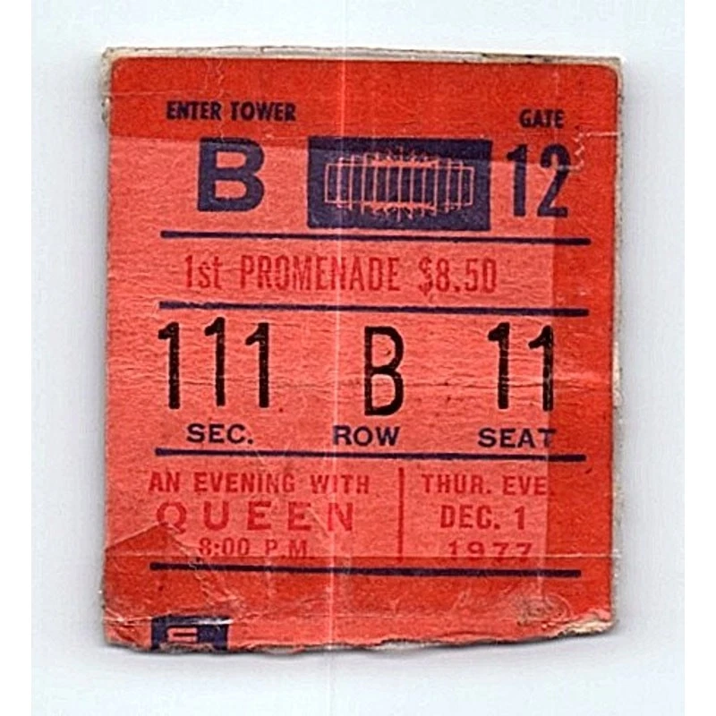 Queen News Of The World Tour Concert Ticket Stub December 1 1977 New York City - Image 1 of 2