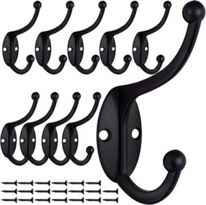 10/30/50PCS Metal Double Hat & Coat Hooks Door Wall Robe Dress Clothing Hanger - Picture 1 of 15