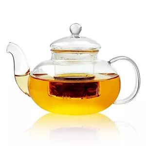 Glass Teapot with Infuser 33.8oz1000mL Glass Tea Kettle with Removable Infuse... - Picture 1 of 8