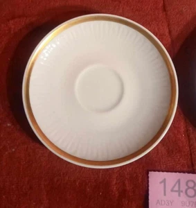 Henneberg Porcelain saucer east German White Gold Band Pattern 4 Inch GDR - Picture 1 of 3