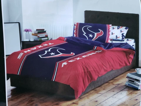 Houston Texans Bedding Set 4PC TWIN Comforter Flat and Fitted Sheet &Pillowcase Cover