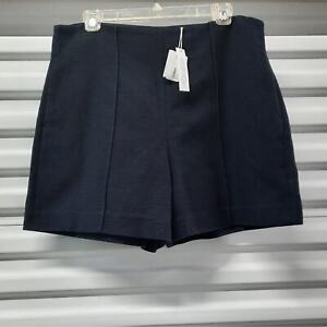Vince Women's Shorts Size 12 Navy Blue Pull On Cotton Linen Blend Casual