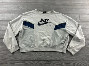 Nike Sportswear Logo Womens Medium Gray Cropped Pullover Sweater - Picture 1 of 9