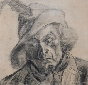 Magdalena Reinharez - Drawing Original - Charcoal - Portrait D' Man 2 - Picture 1 of 2