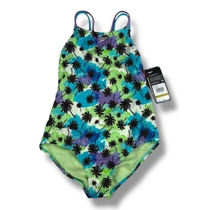 Speedo Girls' One Piece Swimsuit Thin Straps Blue Atoll Size 14 NWT - Picture 1 of 3