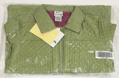 NWT Quacker Factory Size S Kiwi Fuchsia  Quilted Silk Rhinestone Jacket Coat Zip - Image 1 of 4