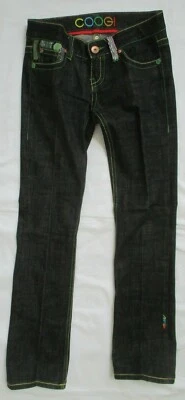 VINTAGE GOOGI AUSTRALIA EMBROIDERED DARK BLUE DENIM JEANS - SIZE 3/4 - Image 1 of 4