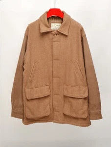 Men's ORVIS Wool Tweed Herringbone Brown Leather Sleeves Jacket Size XL RARE - Picture 1 of 16