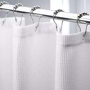 78 Inch Shower Curtain Fabric, Waffle Shower Curtain 72x78 Inches, Long Shower C - Picture 1 of 8