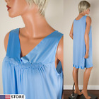 💖 EXQUISITE FORM Blue Silky Nylon Nightgown Sleeveless V-Neck Embroidered M