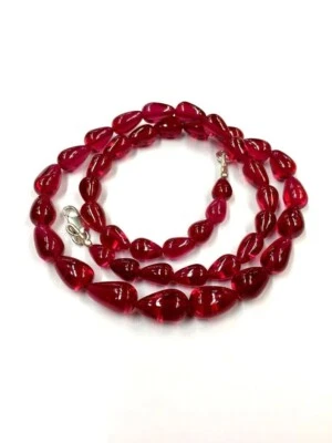 Smooth Red Corundum Teardrop Shape Beads/ 7x9 mm Loose Corundum Gemstone Beads - Image 1 of 4