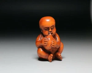 Antiguo bebé japonés NETSUKE -firmado -okimono - raro de Japón - Imagen 1 de 6