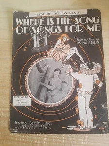 Where Is The Song Of Songs For Me Sheet Music Vintage 1928 By Irving Berlin - Picture 1 of 3