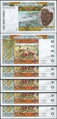 West African States, TOGO, 500 Francs 2002, UNC, 5 Pcs LOT, Consecutive, P-810Tm - Image 1 of 4