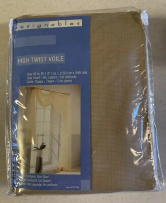 Designables French France Tergal Sheer Scarf in Taupe Color 59” W x 216" L New - Image 1 of 2