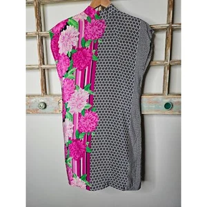 Vintage Genny 100% Silk Floral Blue Design Shift Dress Ladies size Medium - Picture 1 of 9