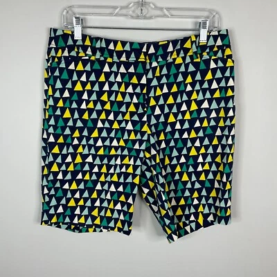 Talbots Mujer Petite 8 Azul Marino Geométrico Elastizado Perfecto Algodón Corto Foto 1 de 4