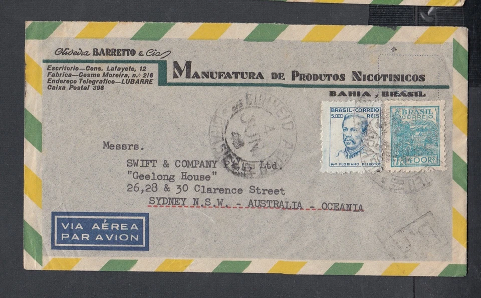 BRASIL AÑOS 40 TRES CUBIERTAS DE CORREO AÉREO DE LA SEGUNDA GUERRA MUNDIAL A SIDNEY AUSTRALIA Foto 1 de 1