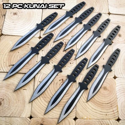 12PC Tactical Throwing Knife Fixed Blade Kunai Outdoor Martial Arts Knives Set - Image 1 of 3
