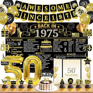 50Th Birthday Decorations for Men Women, 32PCS Back in 1975 Birthday Party Suppl - Picture 1 of 12